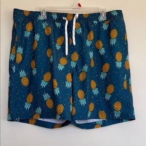New Not Tags Elysian Blue Pineapple Print Swim Shorts